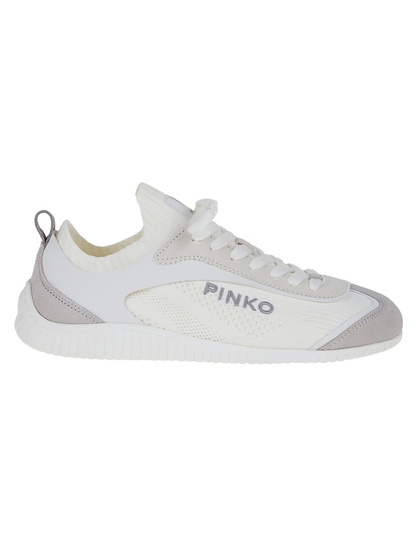 Shop Pinko Elegant White Sneakers With Suede Accents
