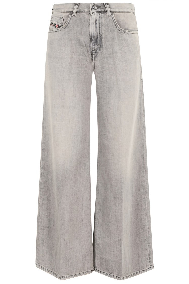 Diesel Wide-leg High-waist Denim Jeans With Five Pockets In Gray