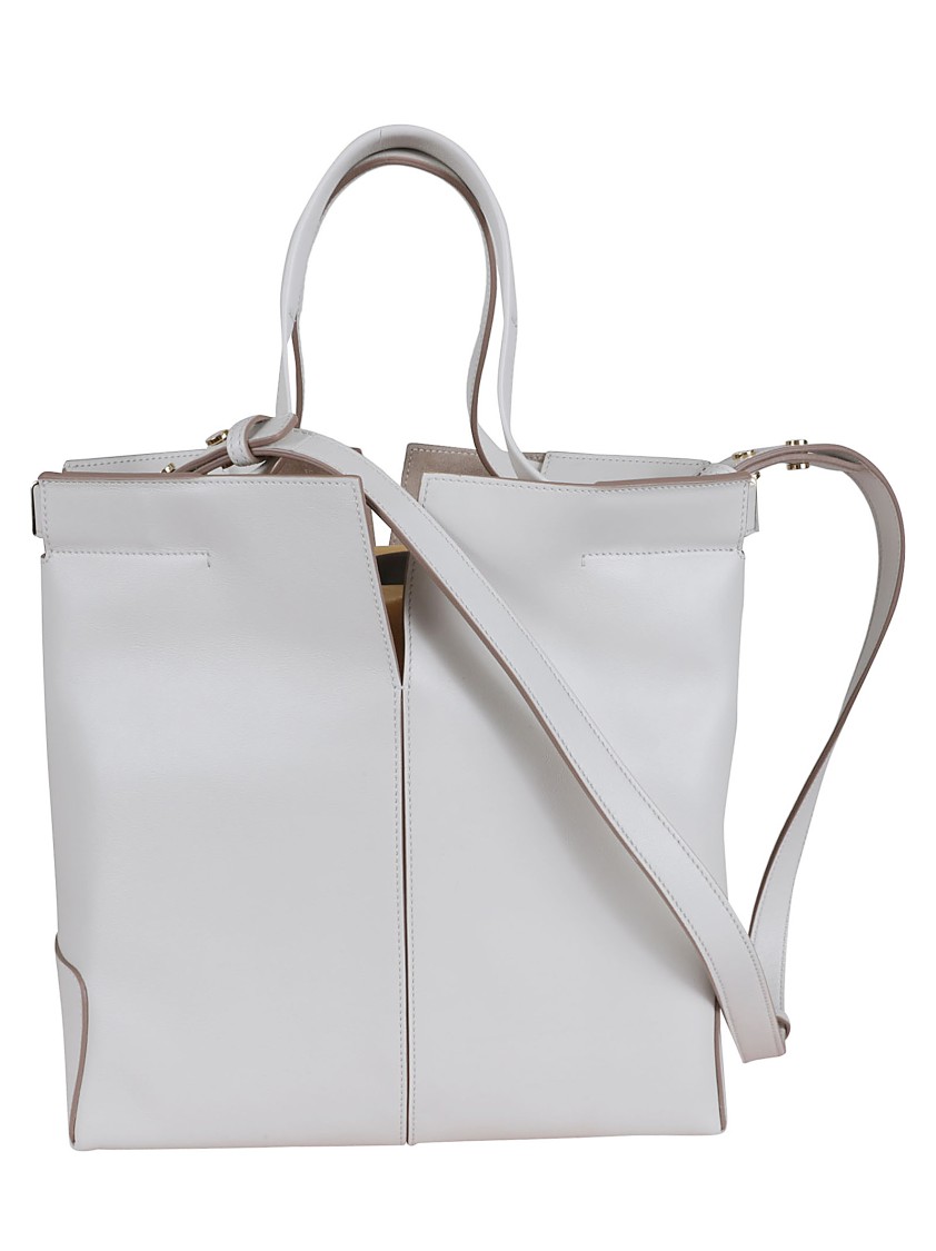 Tod's Structured Leather Shoulder Bag In White