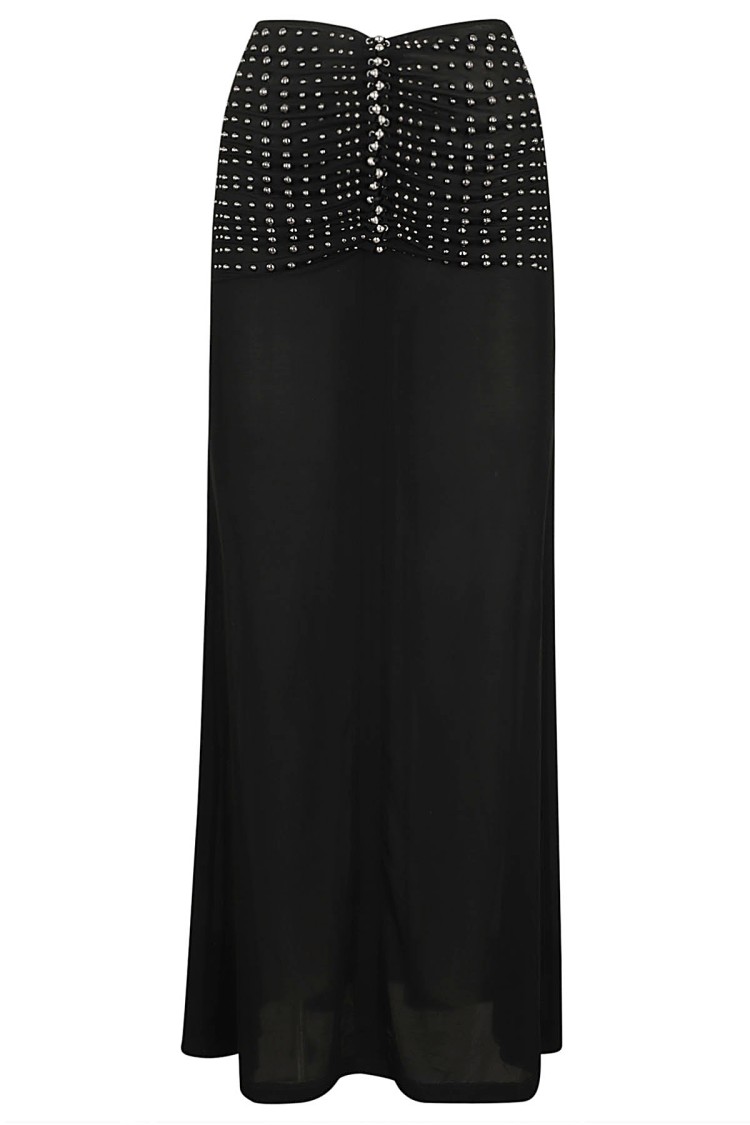 Shop Rabanne Maxi Skirt With Front Drape In Black