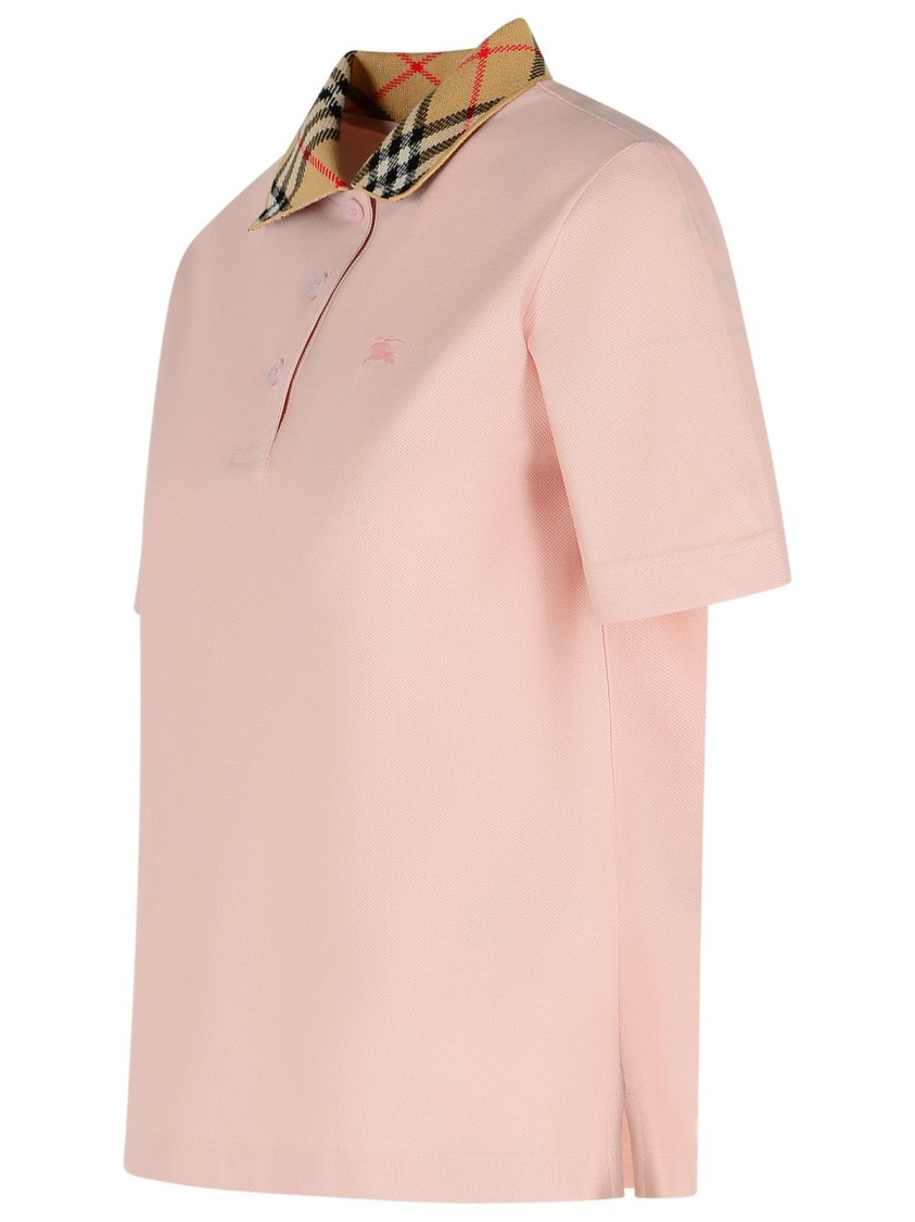 Burberry Polo Shirt With Classic Check Pattern And Tonal Logo Embroidery