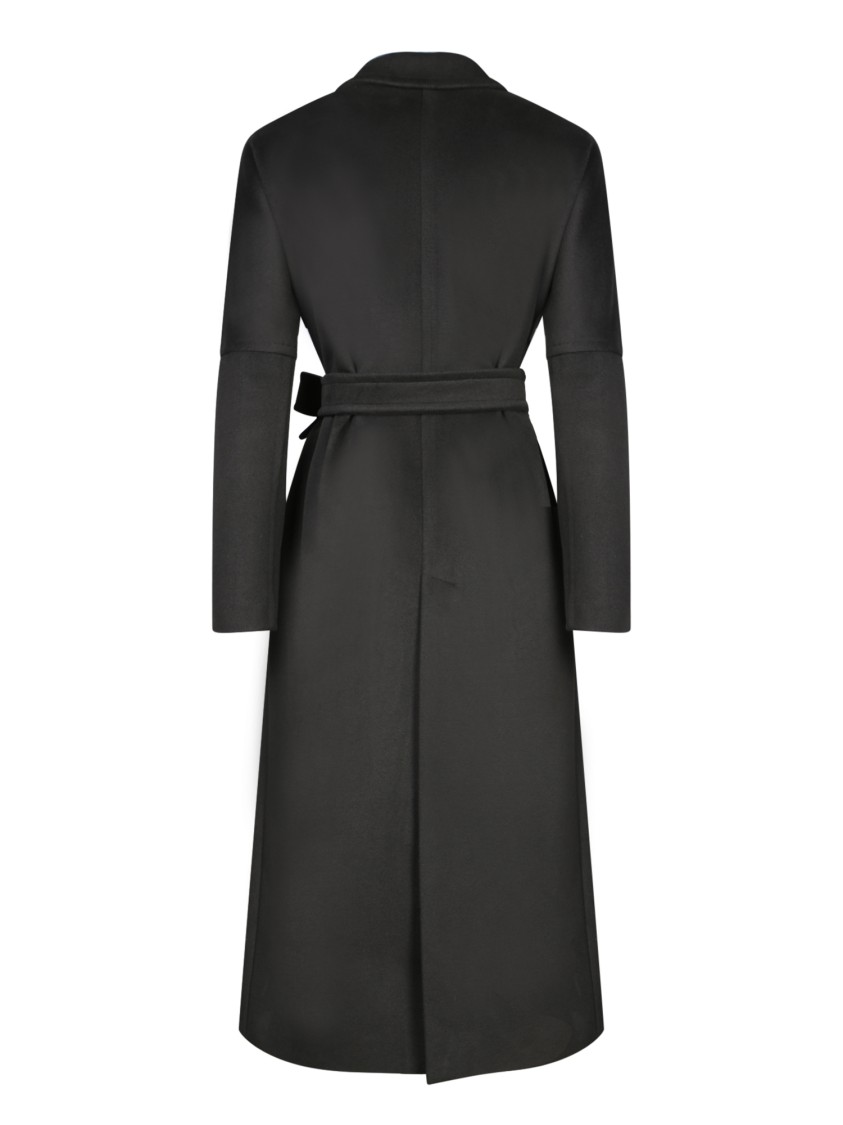Blanca Vita Black Long Wool Coat In Black