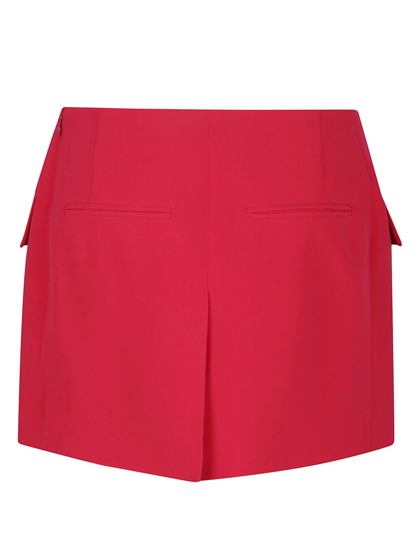 Balmain 4 Poches Jupe Courte Asymetrique En Crêpe In Red