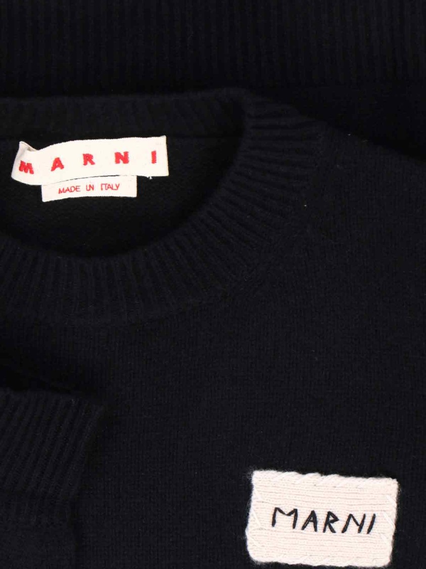 Marni Womens 00n99 Branded-patch Knitted Cashmere Jumper
