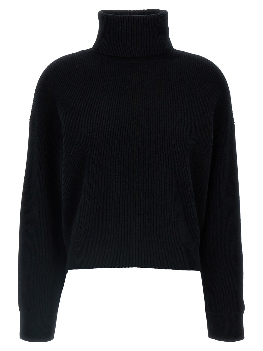 Brunello Cucinelli Black Virgin Wool, Cashmere And Silk Turtleneck Sweater