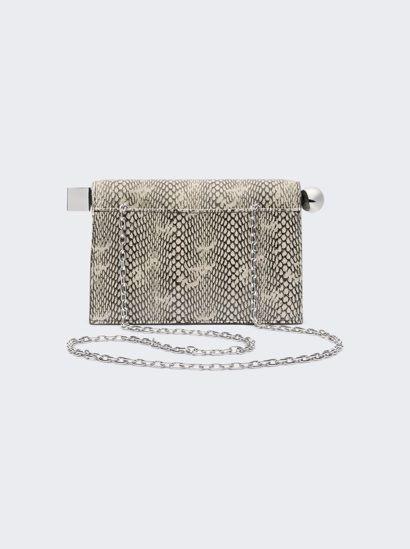Jacquemus La Petit Pochette Rond Snakeskin-embossed Clutch Bag In Neutrals