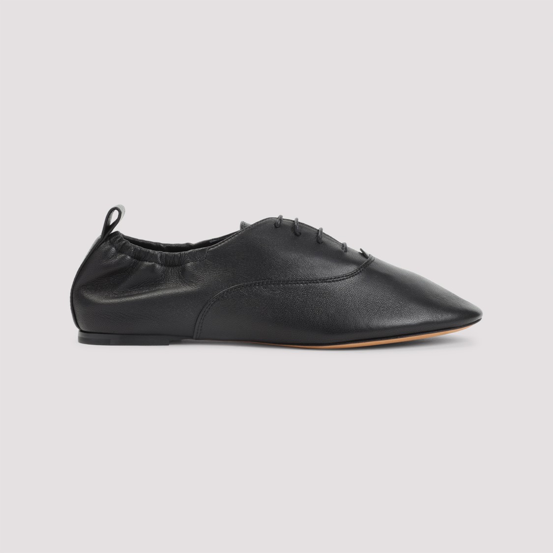 Lanvin Pointed-toe Leather Flats With Gathered Elastic Collar