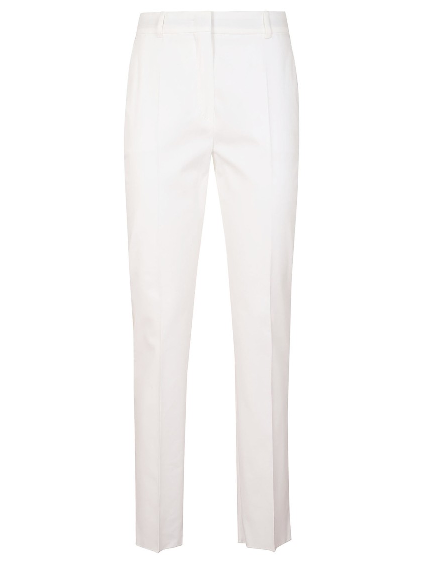 Max Mara Straight-leg Tailored Pants In Lightweight Cotton In White