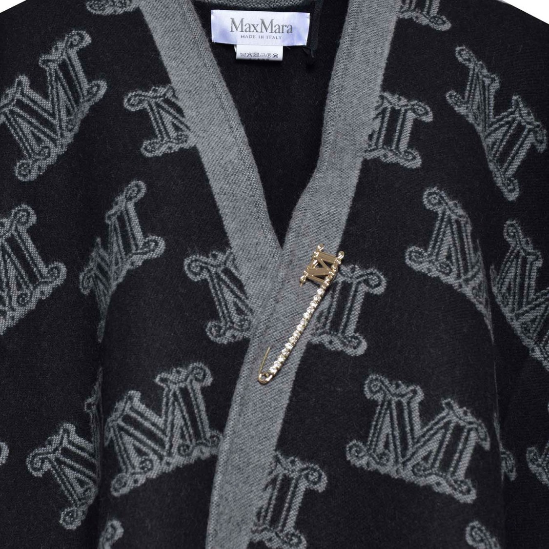 ポンチョ・ケープ Max Mara Frine Poncho In Black Jacquard Virgin Wool Max Mara Frine Poncho In Black Jacquard Virgin Wool Cape