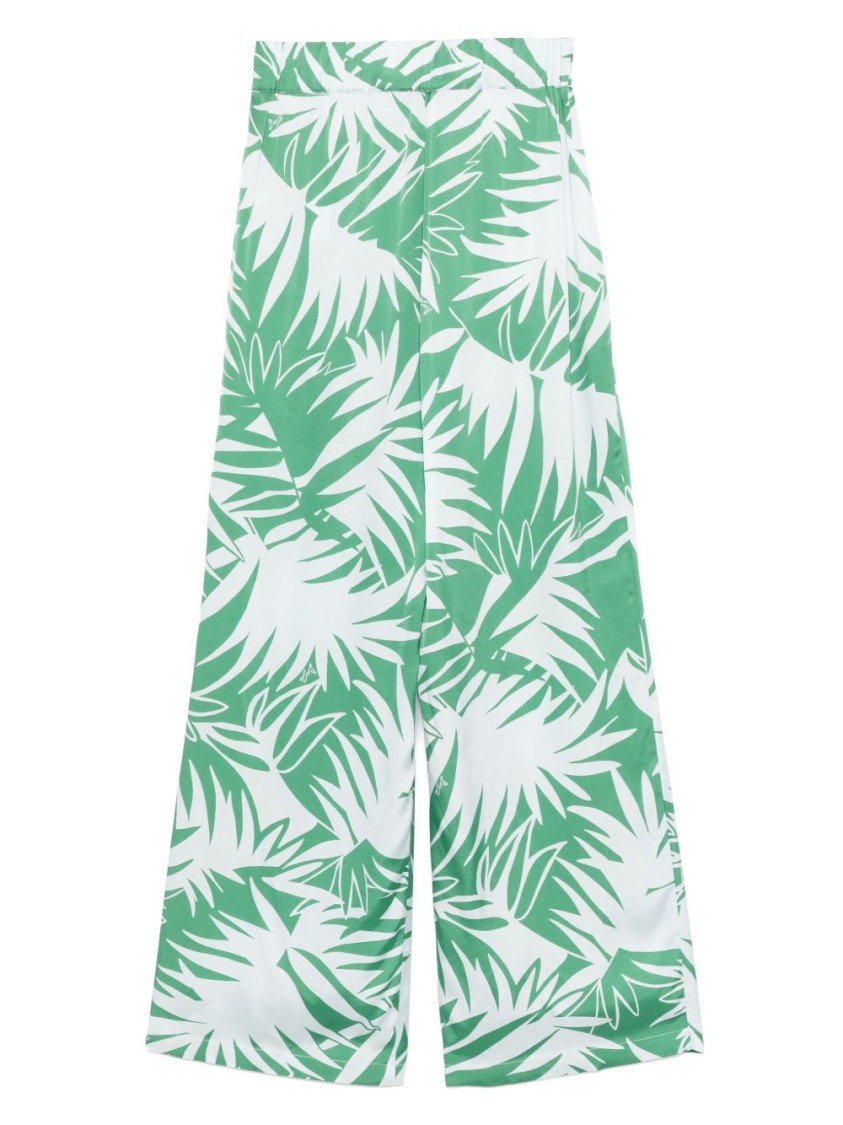 Shop Liu •jo Liu Jo Tropical Leaf Print Wide-leg Pants