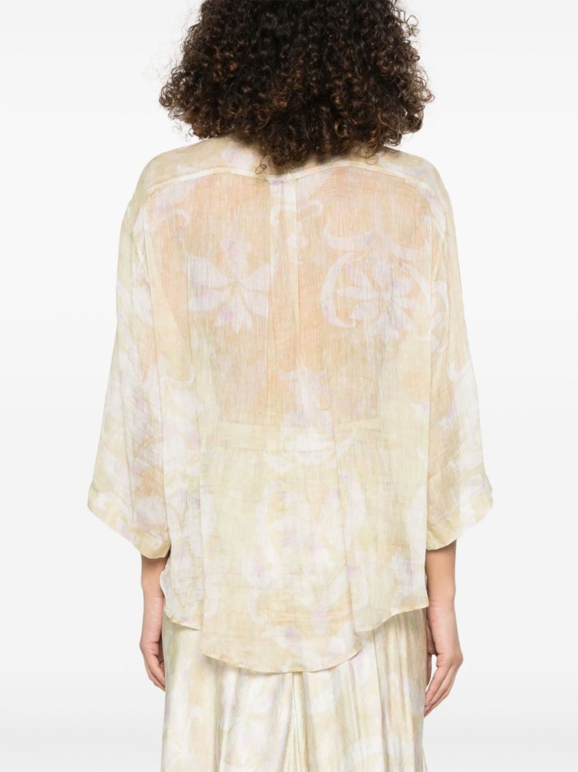 Shop Forte Forte Beige Silk-linen Shirt