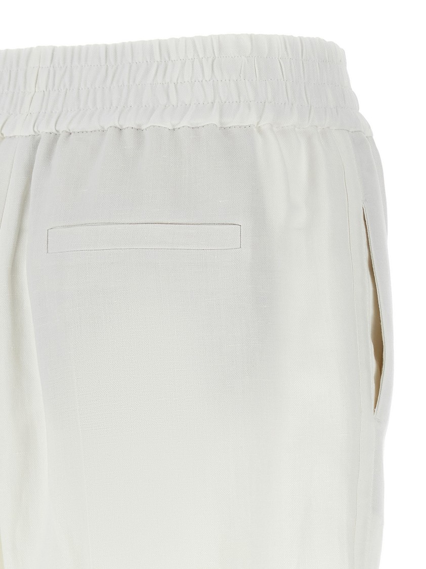 Brunello Cucinelli Straight-leg Linen Trousers With Elastic Waistband In White