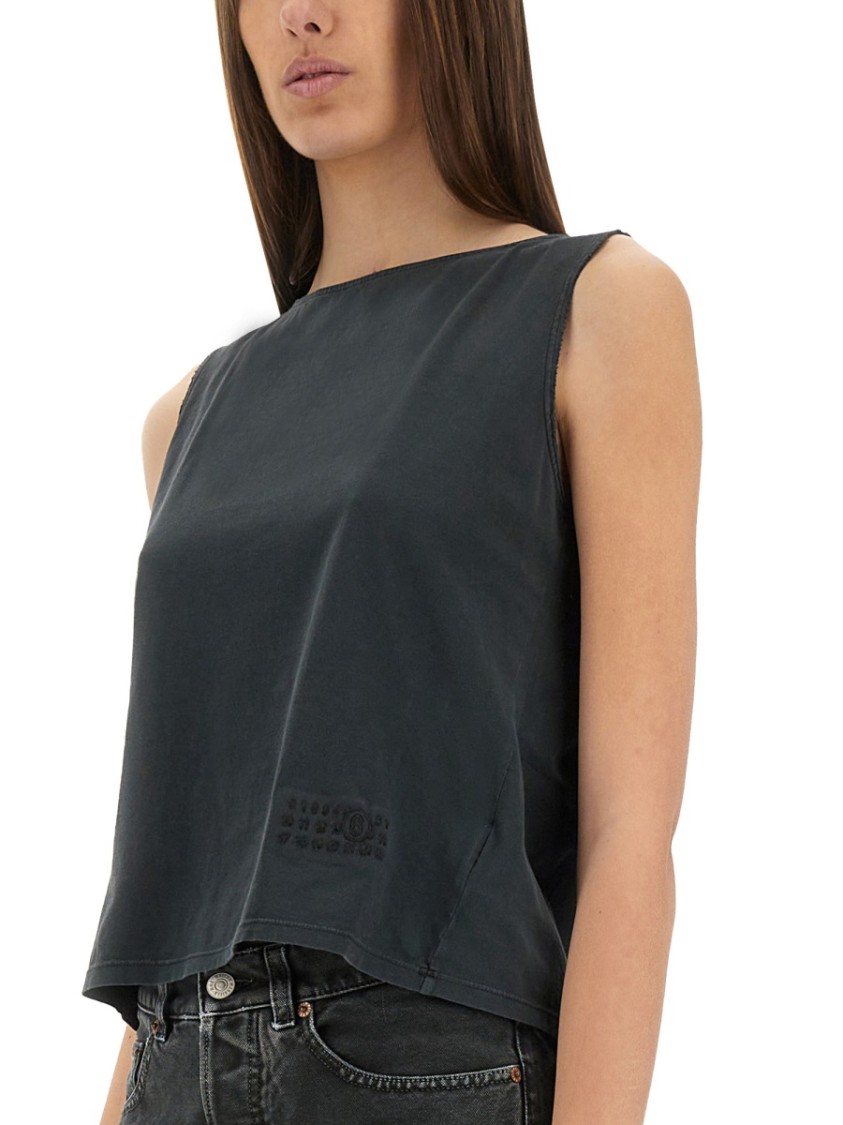 Mm6 Maison Margiela Cotton Sleeveless Tank Top With Round Hem
