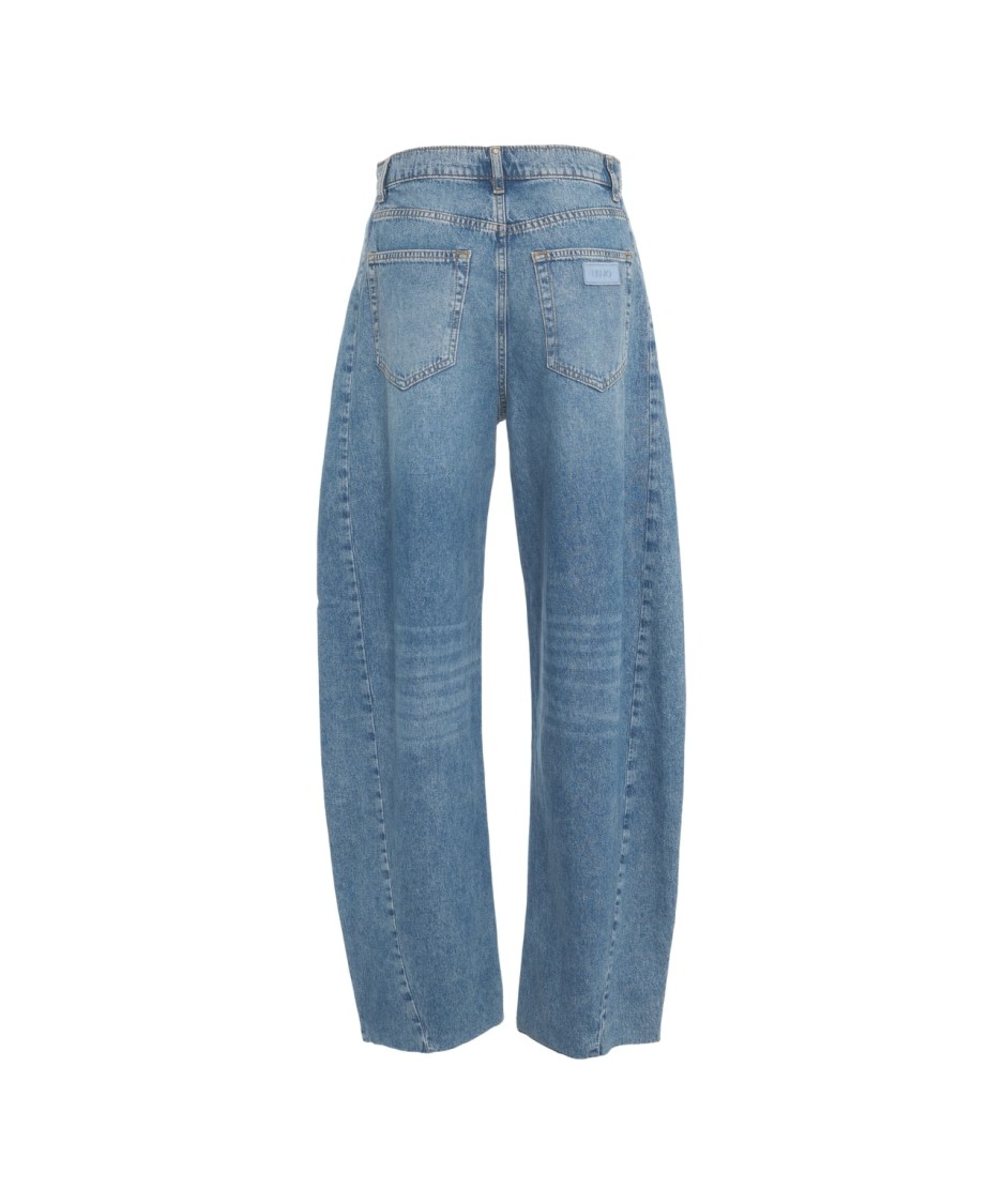 Liu •jo Liu Jo Barrel Leg Jeans With Fringed Hem