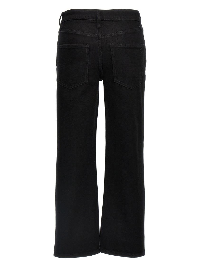 Tory Burch Low-waisted Kick Flare Jeans In Black