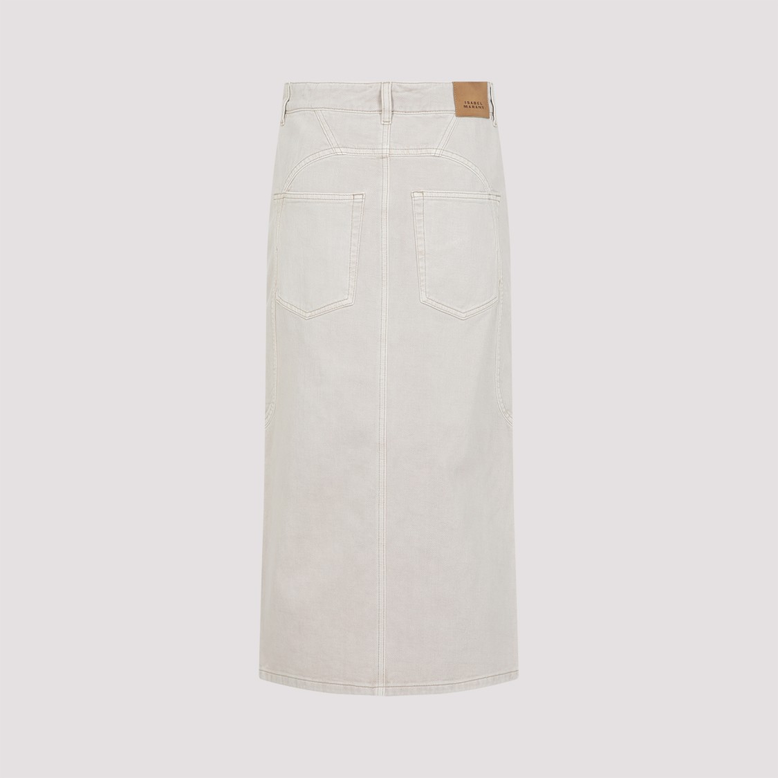 Shop Isabel Marant Cotton Denim Midi Skirt In Neutrals