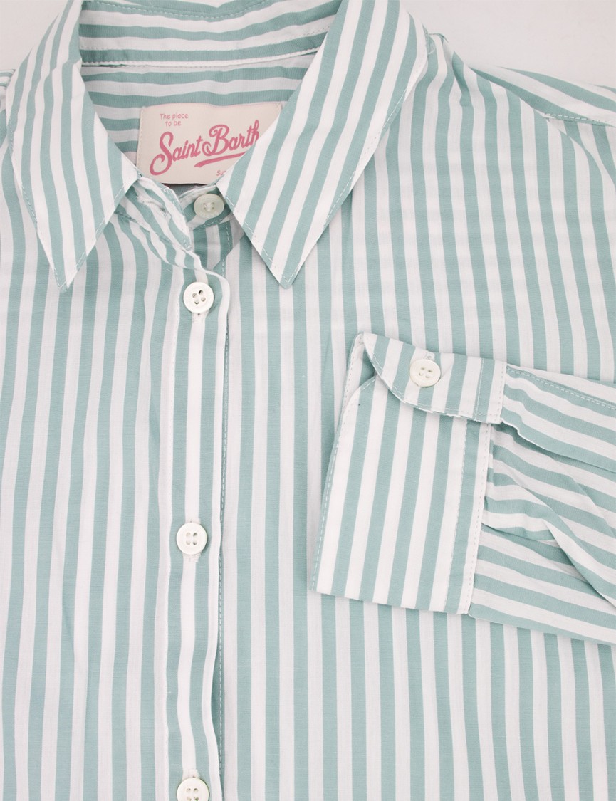 Mc2 Saint Barth Oversized Striped Shirt With Button-down Front