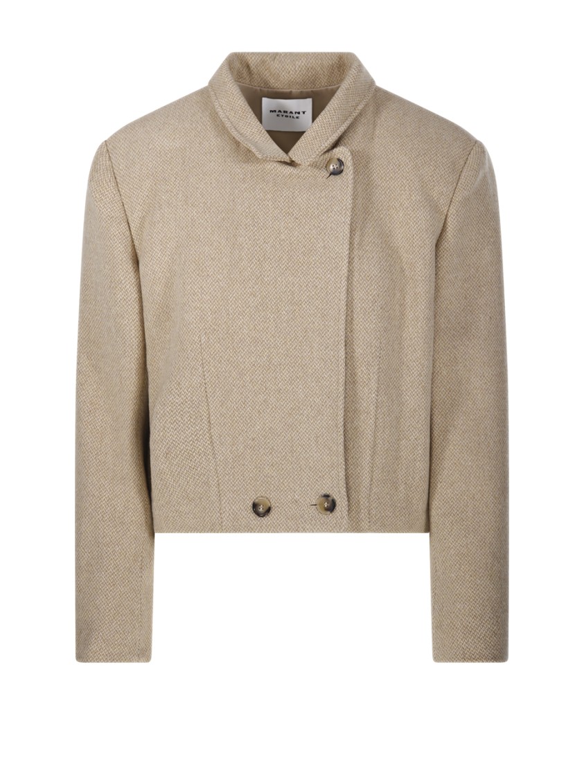 Isabel Marant Étoile Short Double-breasted Textured Jacket In Neutrals