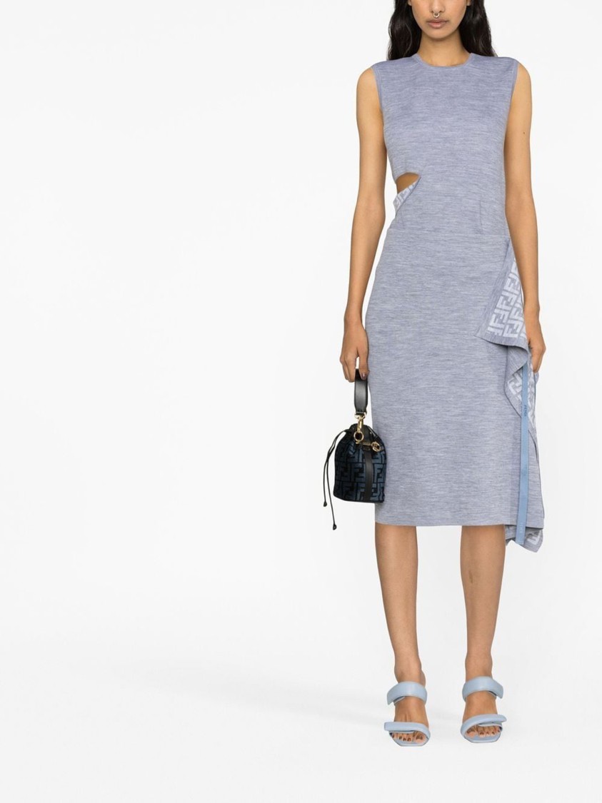 Fendi Sleeveless Wool Top With Unique Cut-out Detail In Gray