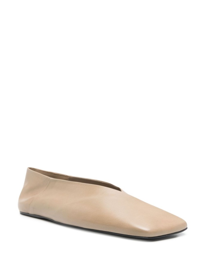 Jil Sander Sandy-colored Leather Ballet Flats In Neutrals