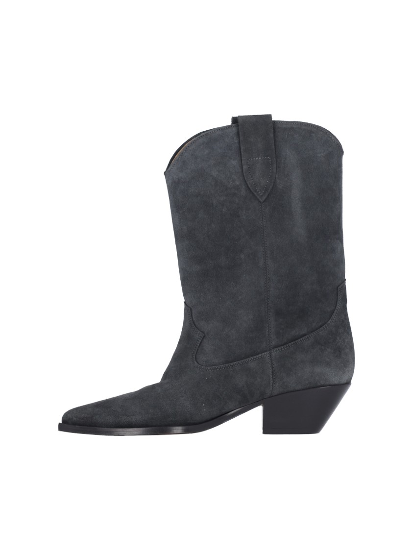Isabel Marant Mid-height Block Heel Suede Western Boots In Gray