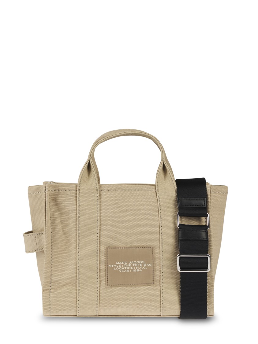 Marc Jacobs Structured Beige Tote Bag With Dual Handles And Bold Lettering In Neutral