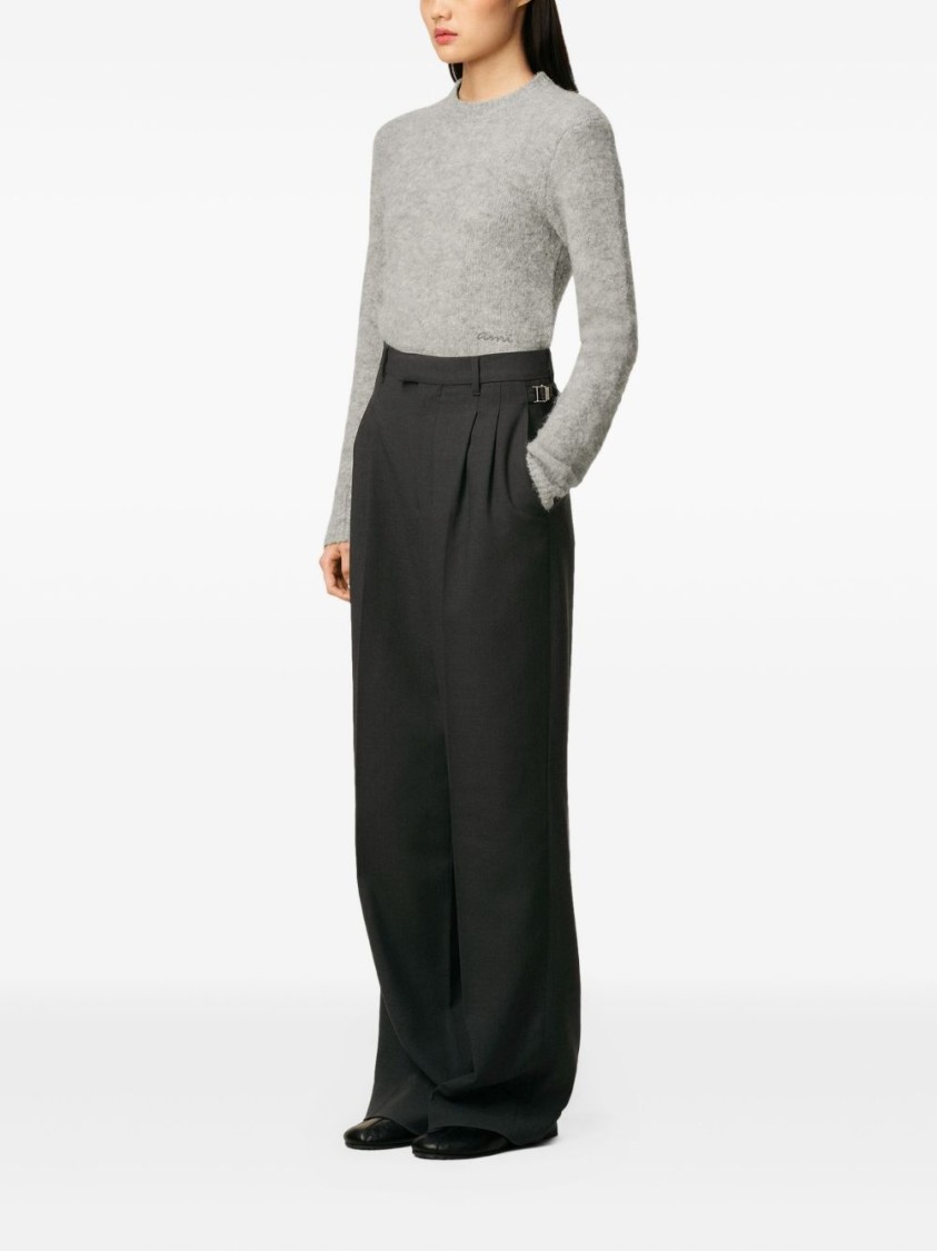 Ami Alexandre Mattiussi Wide-leg High-rise Trousers With Front Pleats In Black