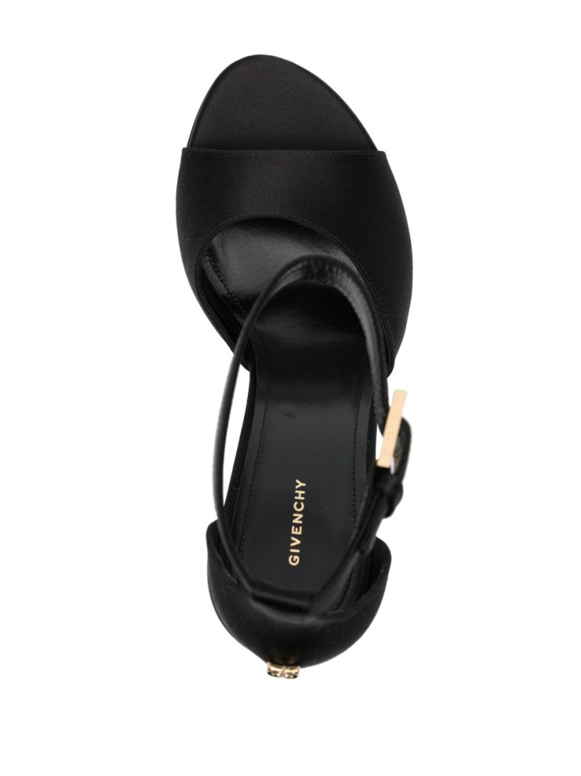 Givenchy Black Platform Sandals With Liquid Viscose-silk Blend In Black