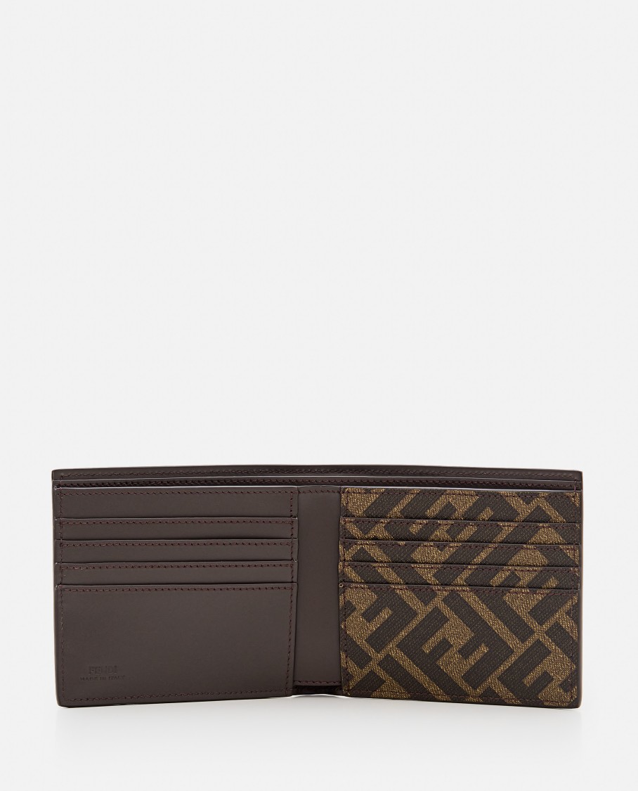 Shop Fendi Brown Ff Jacquard Billfold Wallet With Metal Logo