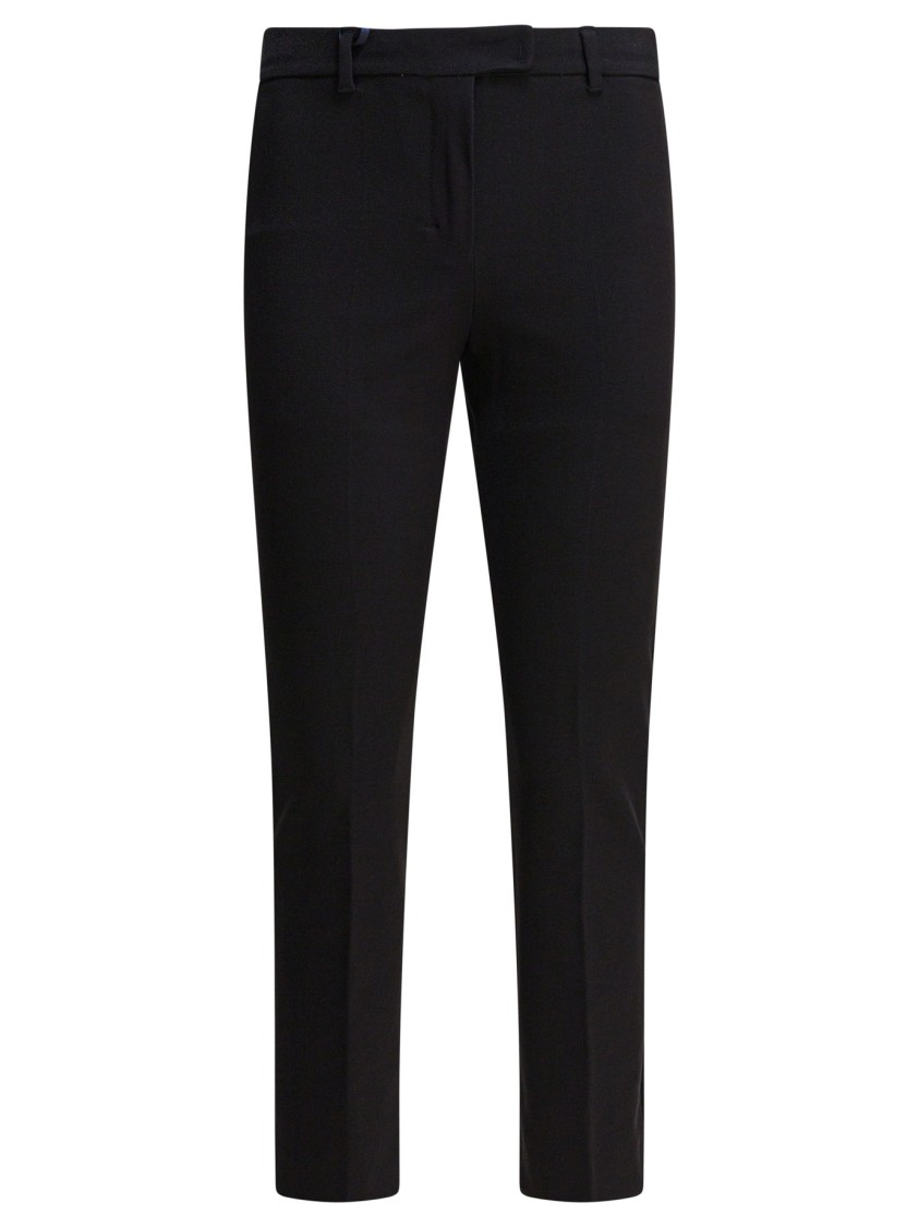 Max Mara Slim Cropped Trousers With Mid-rise Waist In Black