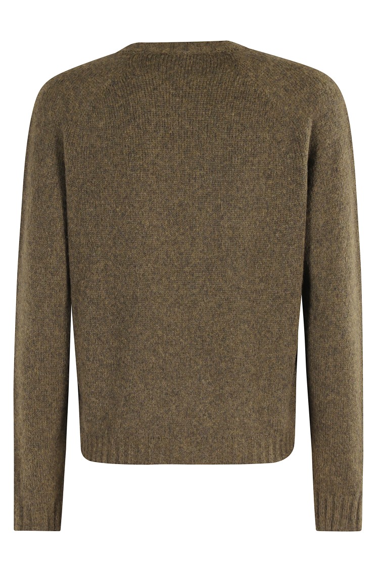 Roberto Collina Long-sleeved V-neck Sweater In Green
