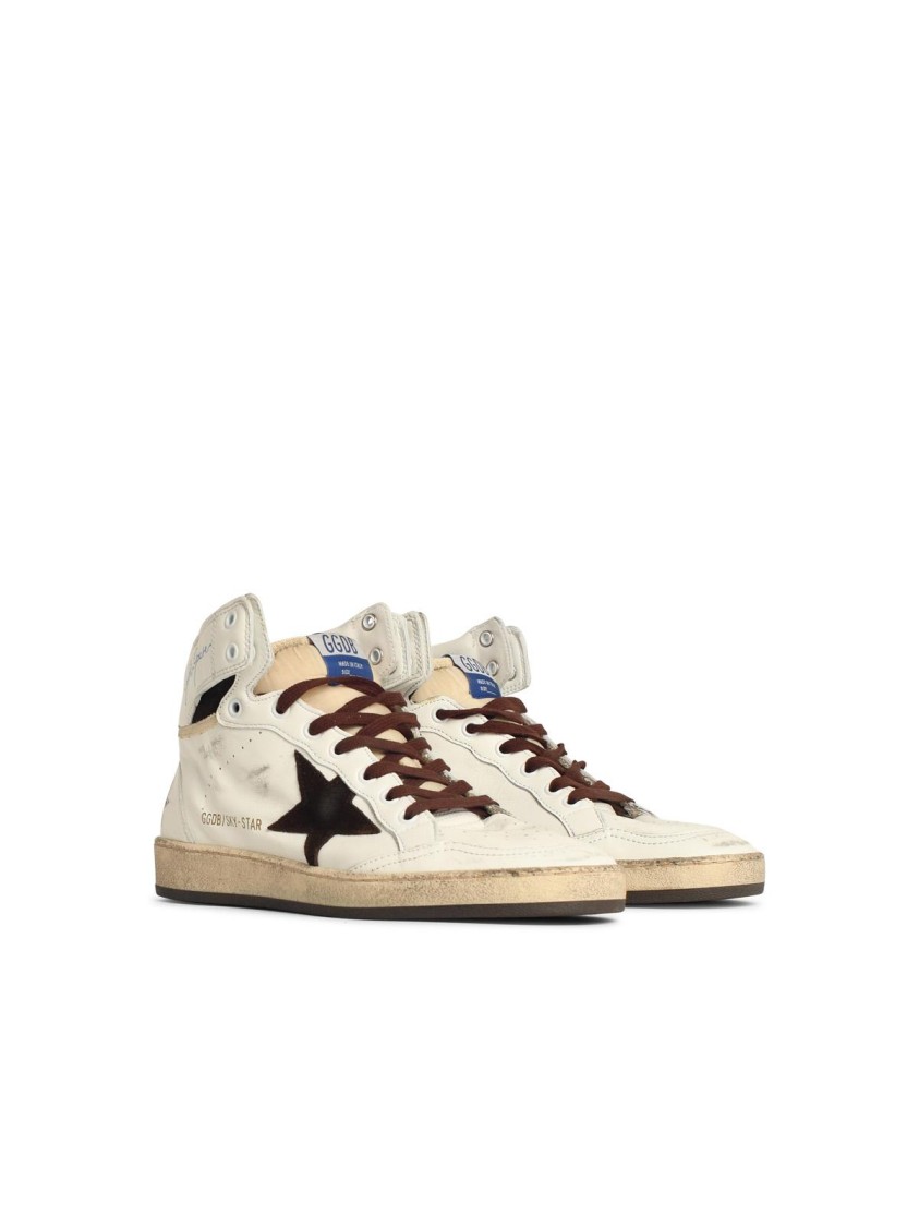 Shop Golden Goose 'sky Star' White Leather Sneakers