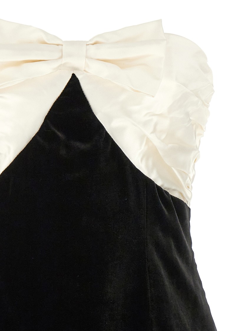 Alessandra Rich Velvet Mini Dress With Bow Accent