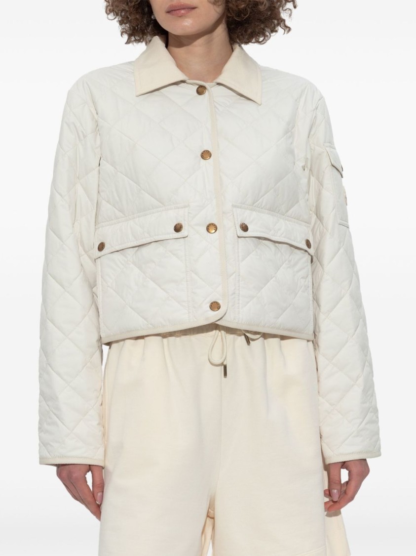 Moncler Cropped Quilted Coat In White