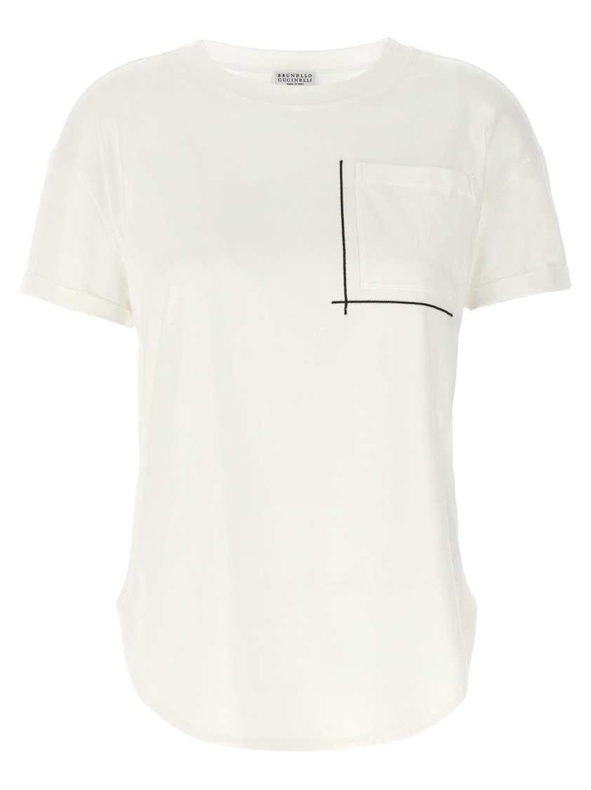 Brunello Cucinelli Cotton T-shirt With Monile Detail And Crewneck