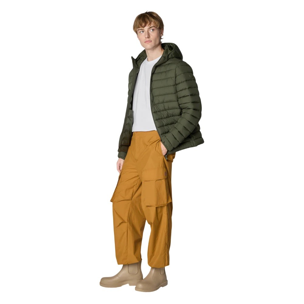 Save The Duck Quilted Green Light Jacket With Double-slider Zip Hood