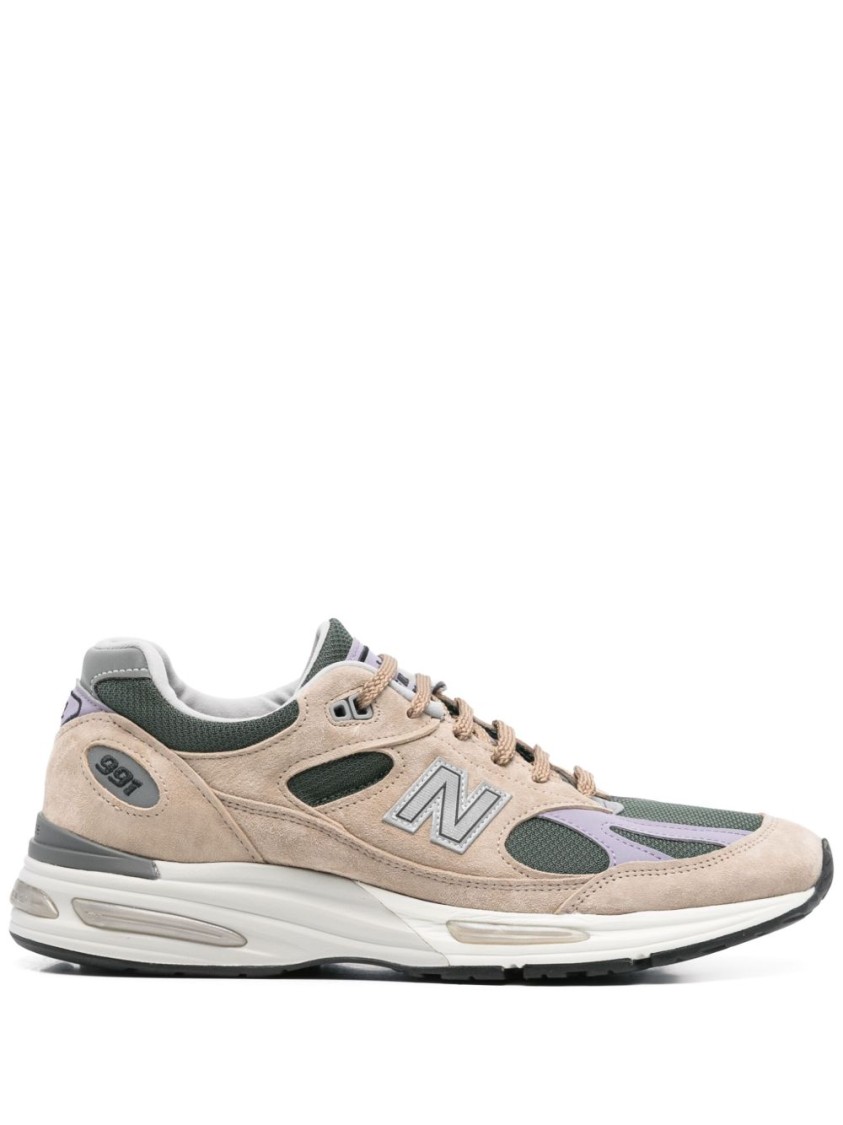 New Balance 991 Beige Suede Blend Sneakers