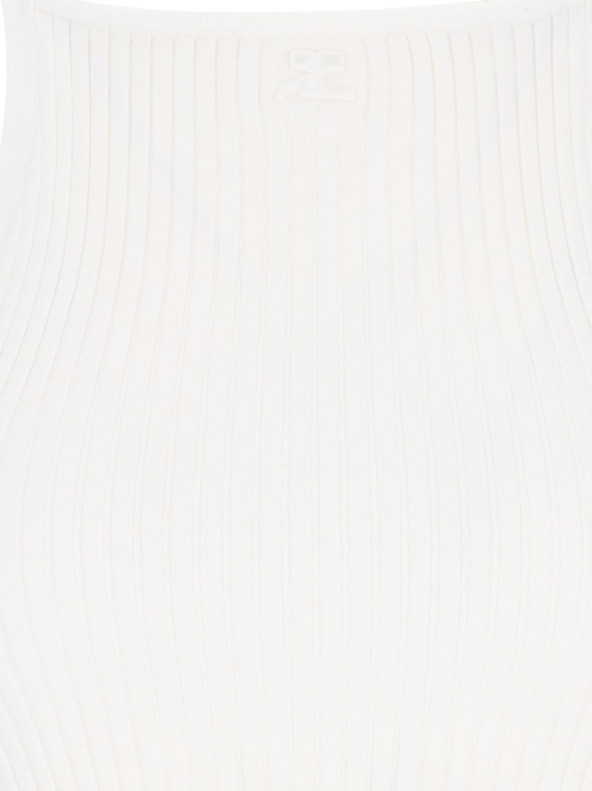 Shop Courrèges Ribbed Knit Top – White