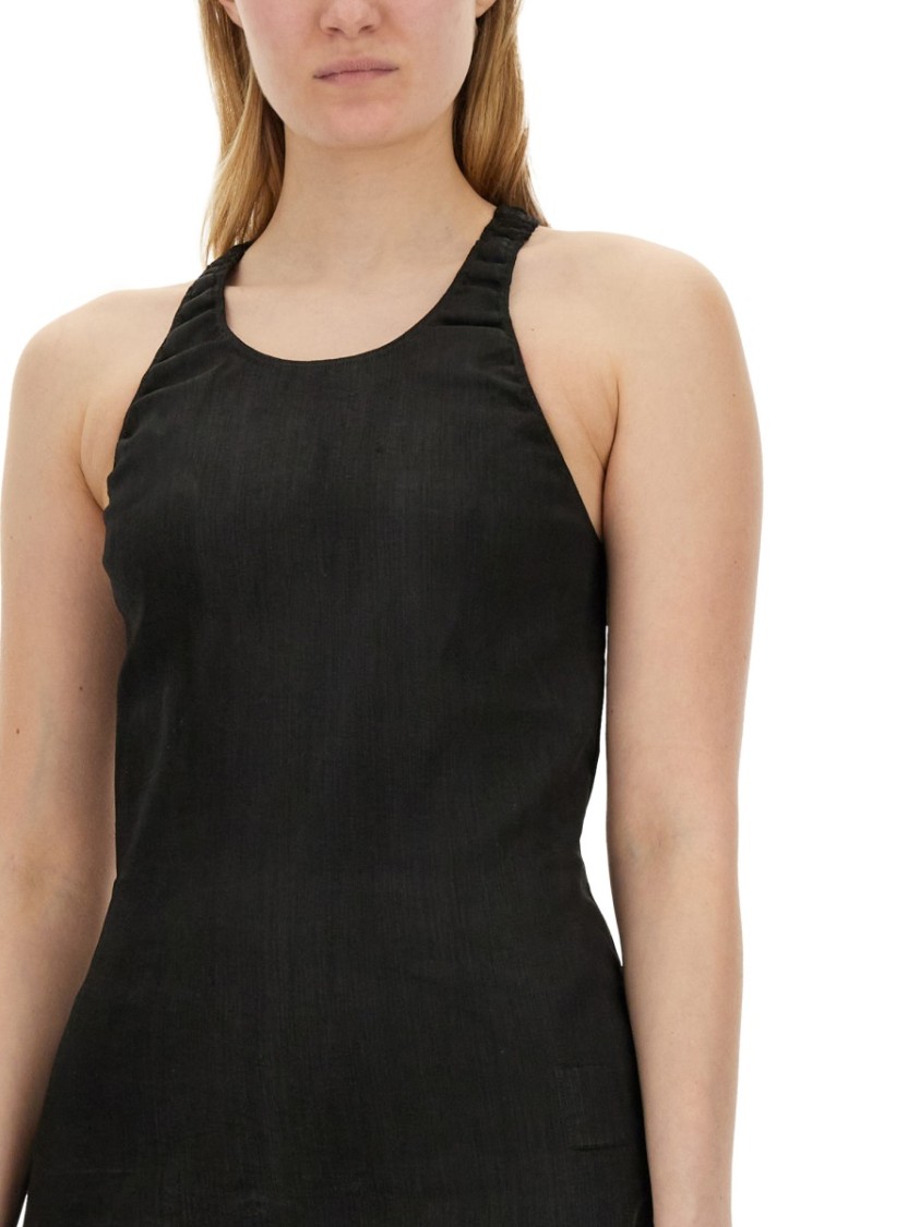 Rick Owens Drkshdw Drkshdw By Rick Owens Slim-fit Denim Top With Halter Neckline In Black