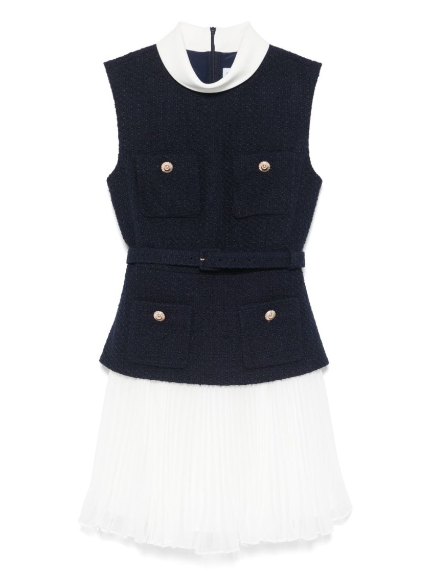Self-portrait Chiffon Mini Dress - Women's - Polyamide/polyester/acrylic/polyesterwool In Black