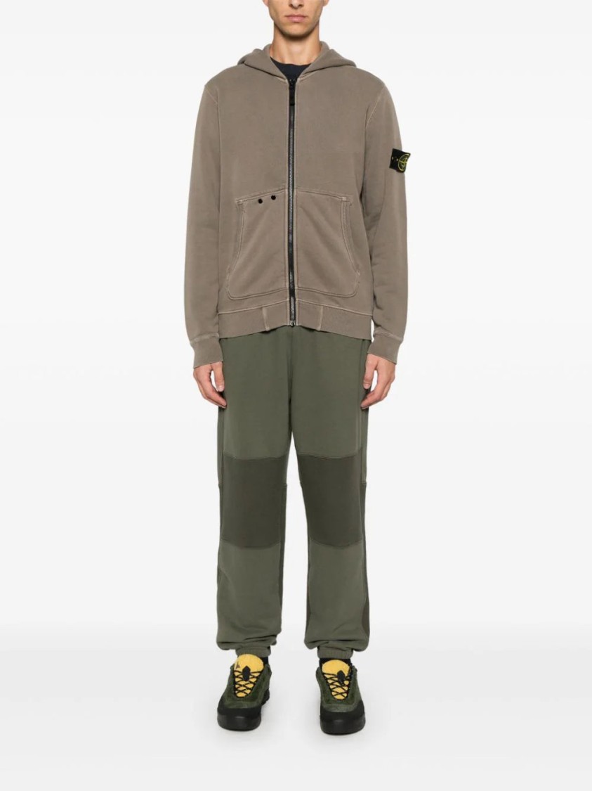Stone Island Cotton Track Pants In Green