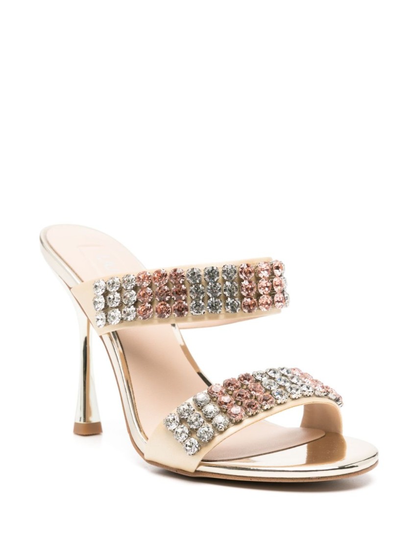 LIU •JO LIU JO RHINESTONE-EMBELLISHED SANDALS WITH HIGH STILETTO HEEL