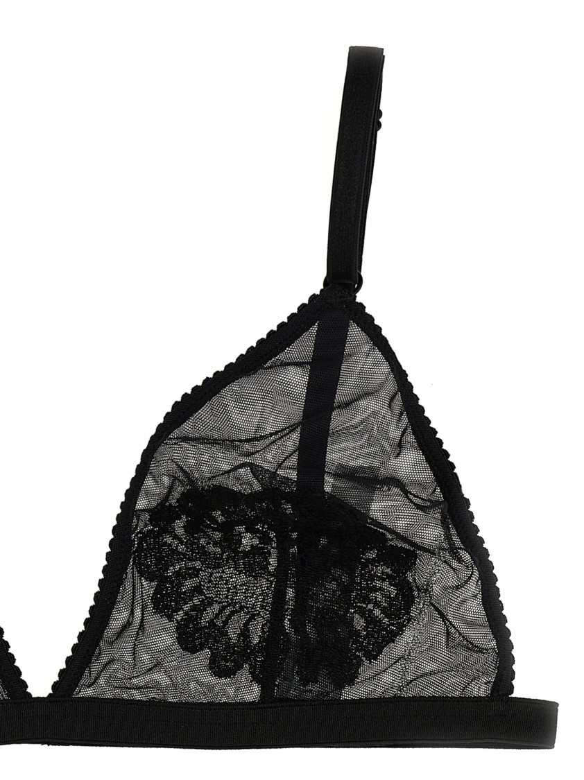 Dolce & Gabbana Dolce&gabbana Black Tulle Triangle Bra With Lace Details In Black
