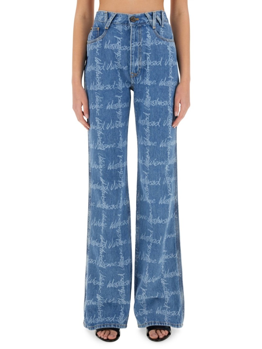 Vivienne Westwood Monogram P Ray Flared Jeans In Blue