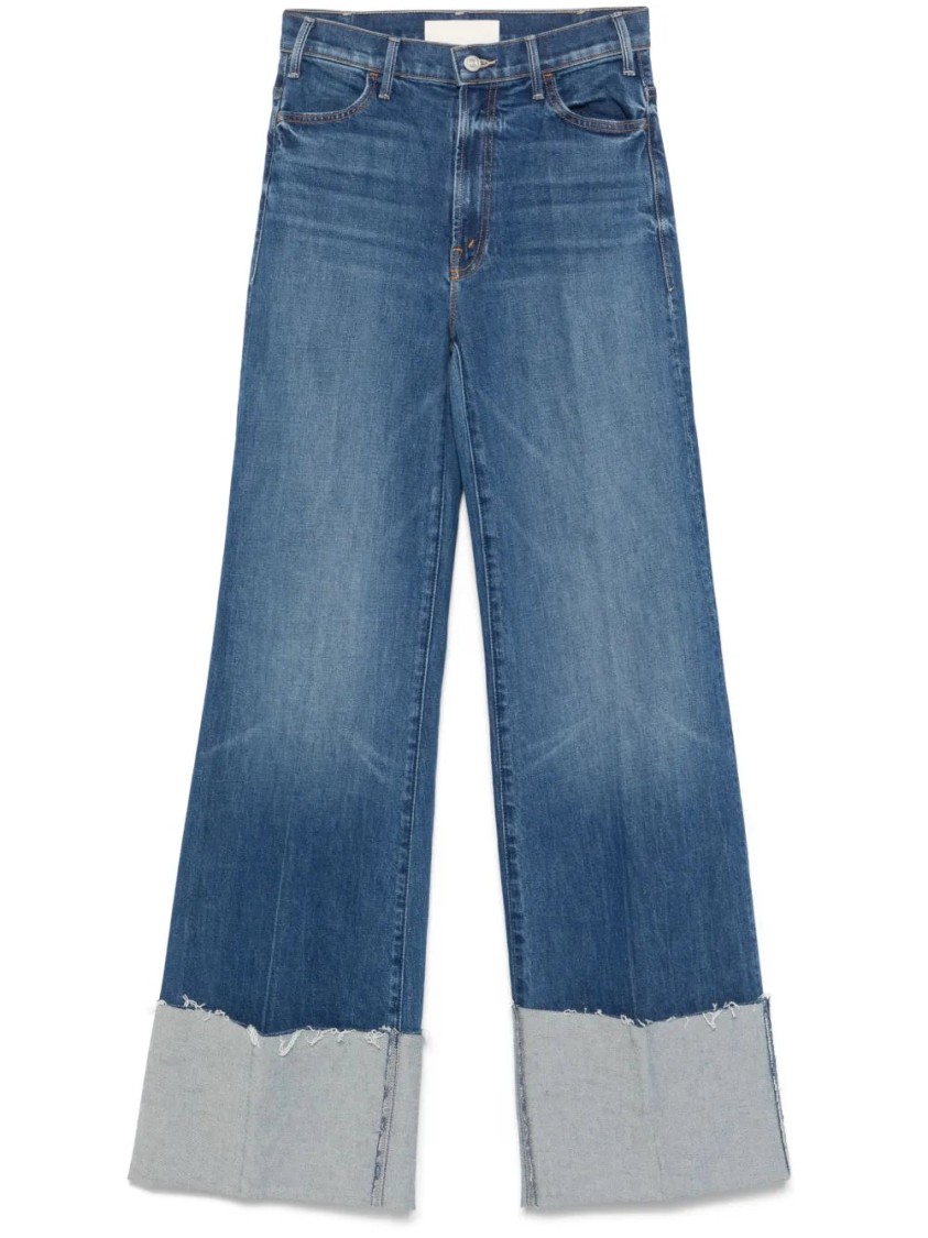 Mother Jeans The Hustler Roller Heel Cuff Fray In Blue