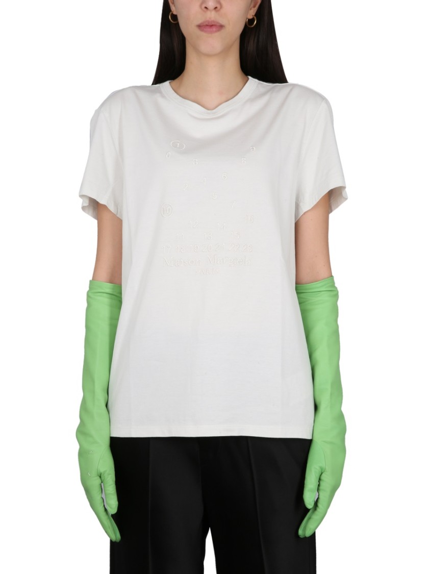 Maison Margiela Women T-shirt With Logo Embroidery In White