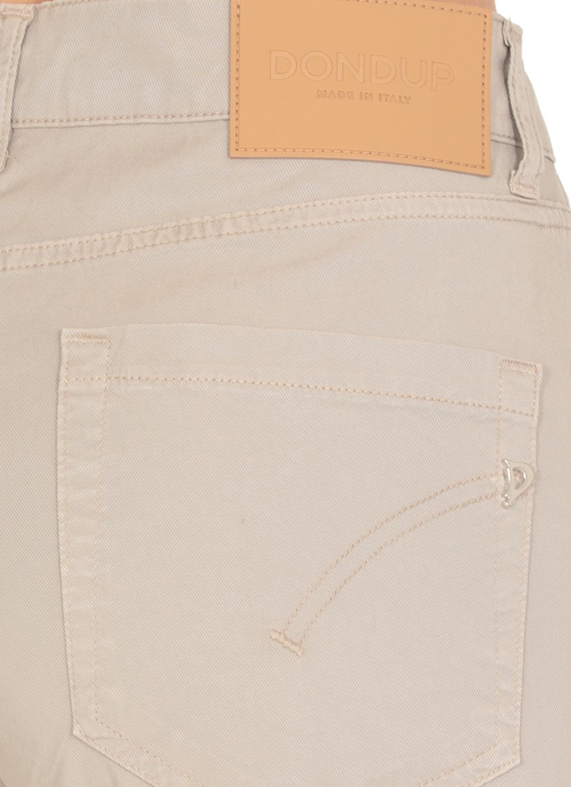 Shop Dondup Beige Cotton Blend Pants In Grey