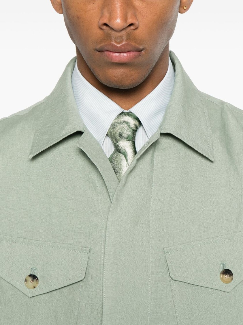 PAUL SMITH PAUL SMITH SAGE GREEN CASUAL JACKET WITH CLASSIC COLLAR
