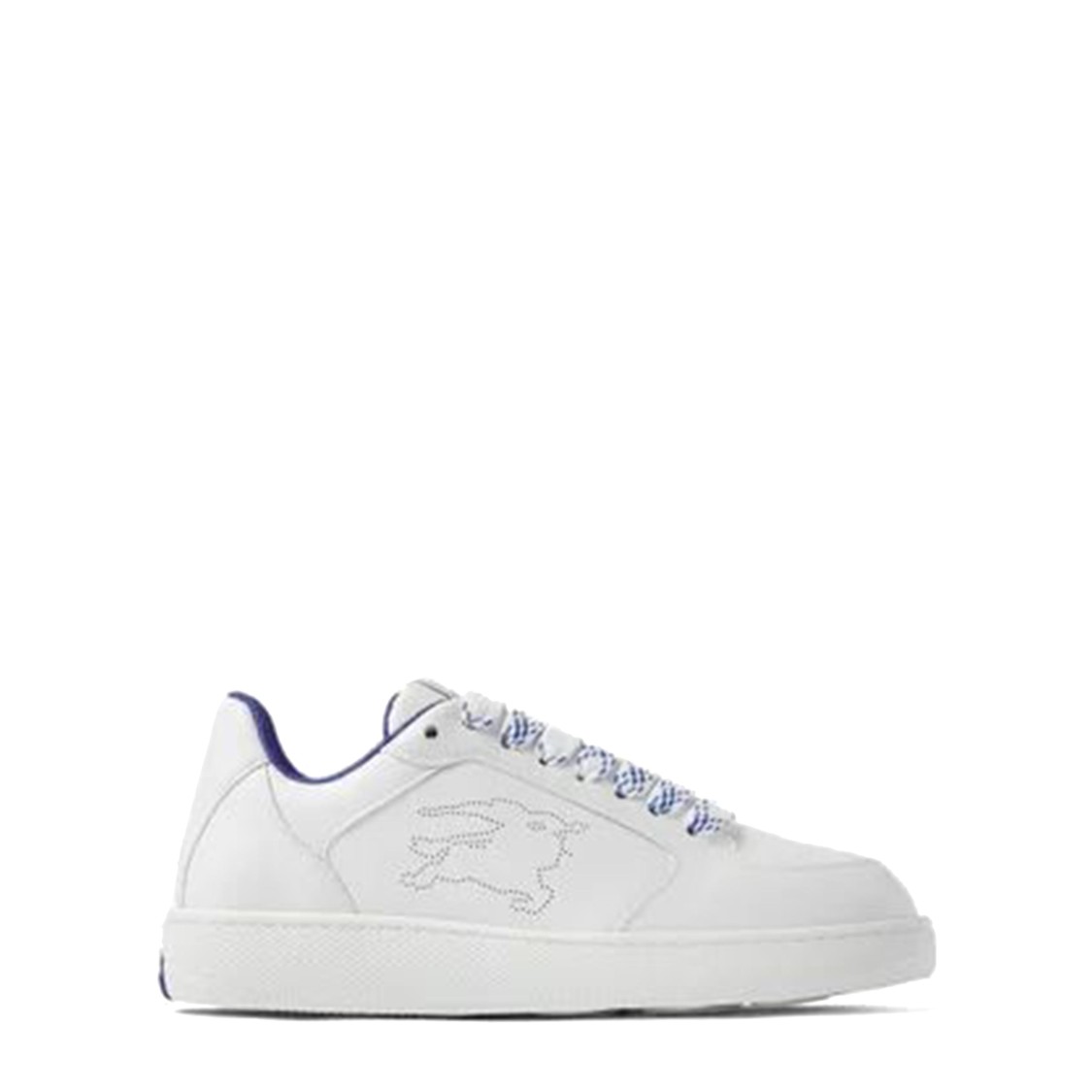 Burberry Calf Leather Sneakers With Contrasting Sole And Woven Laces In White