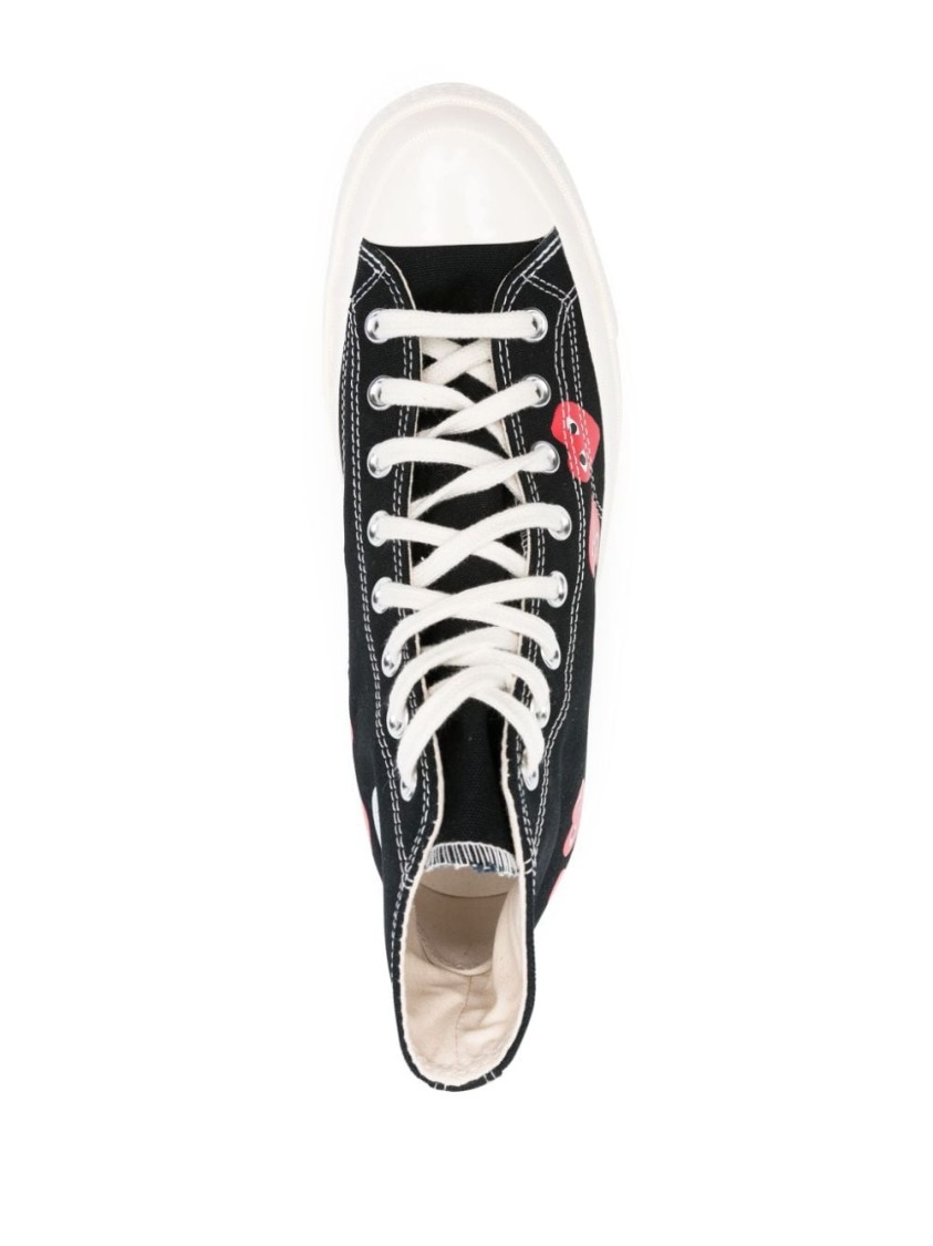 Shop Comme Des Garçons High-top Sneakers With Playful Heart Accents In White